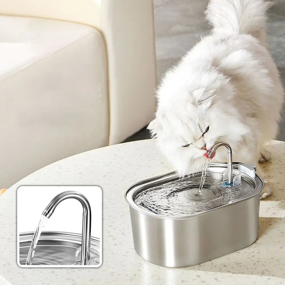 3.2L Smart Cat Water Fountain Automatic Low Noise Pet Water Dispenser Stainless Steel Large Capacity Pet Water Drinker Holiday