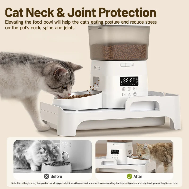 ROJECO Multifunction Feeder Elevated Bracket Pet Single and Double Bowl Food Dispenser Adjustable Height Size For Cat Dog Feeder